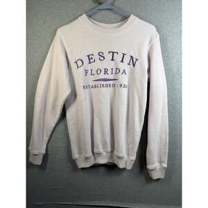 Comfortex USA Sweatshirt Mens Small Pink Pullover Crewneck Destin Florida Beach